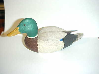 Miniature Hand Carved & Painted Mallard Drake