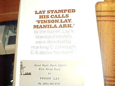 Vinson Lay (1903-1980) - Manila, AR. - Duck Call