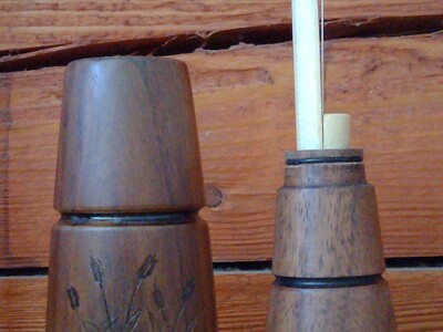 Wooden Duck Call Black Walnut with Wood Burn Graphic 100% Hand Made